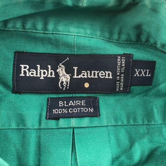 Ralph Lauren Mens Blaire Shirt XXL Green Long Sleeve Button Down Classic Cotton - Picture 9 of 11